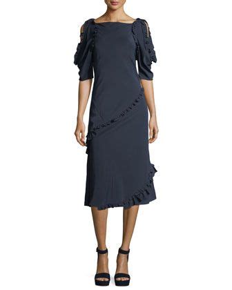 burberry didi open-shoulder ruffle dress|Burberry one.